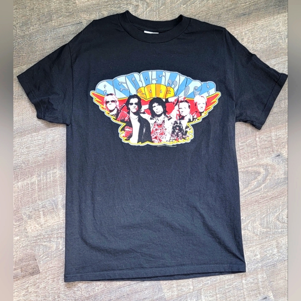 Vintage '03 Aerosmith Tour Tee Men's M Black Screen Print 100% Pre Shrunk Cotton
